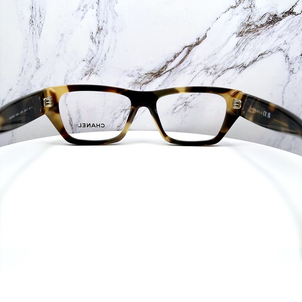 New CHANEL Eyeglasses Brown Gold Chain CC Rectangle 52mm Rx-able - Picture 14 of 16